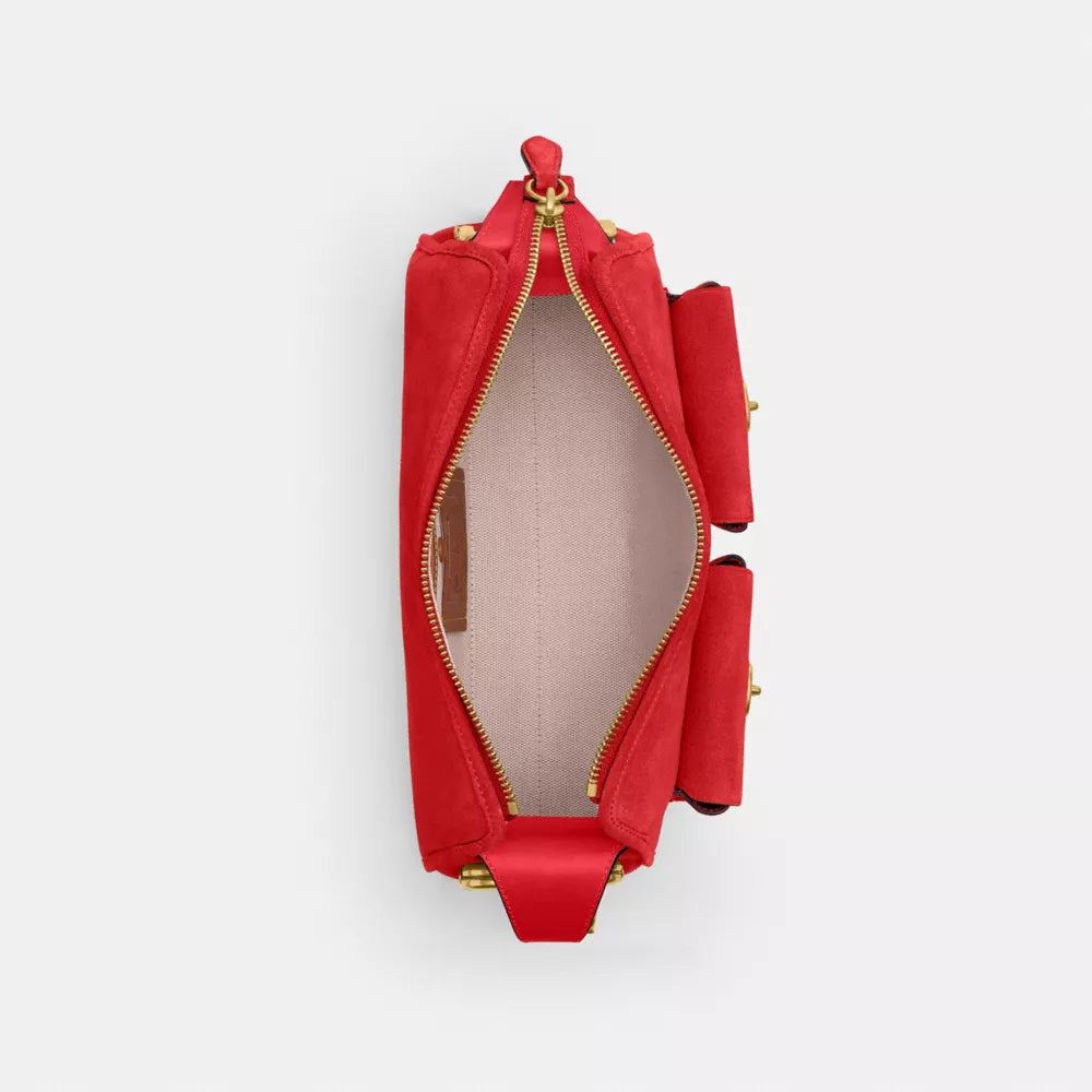 Turnlock Haversack Bag 27 - Suede/Brass/Candy Apple
