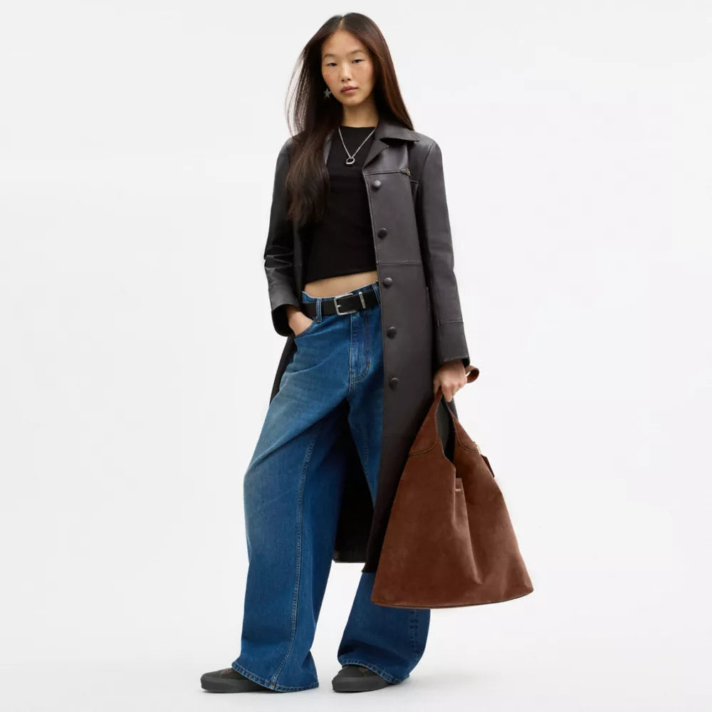 Brooklyn Shoulder Bag 39 - Suede/Brass/Warm Brown