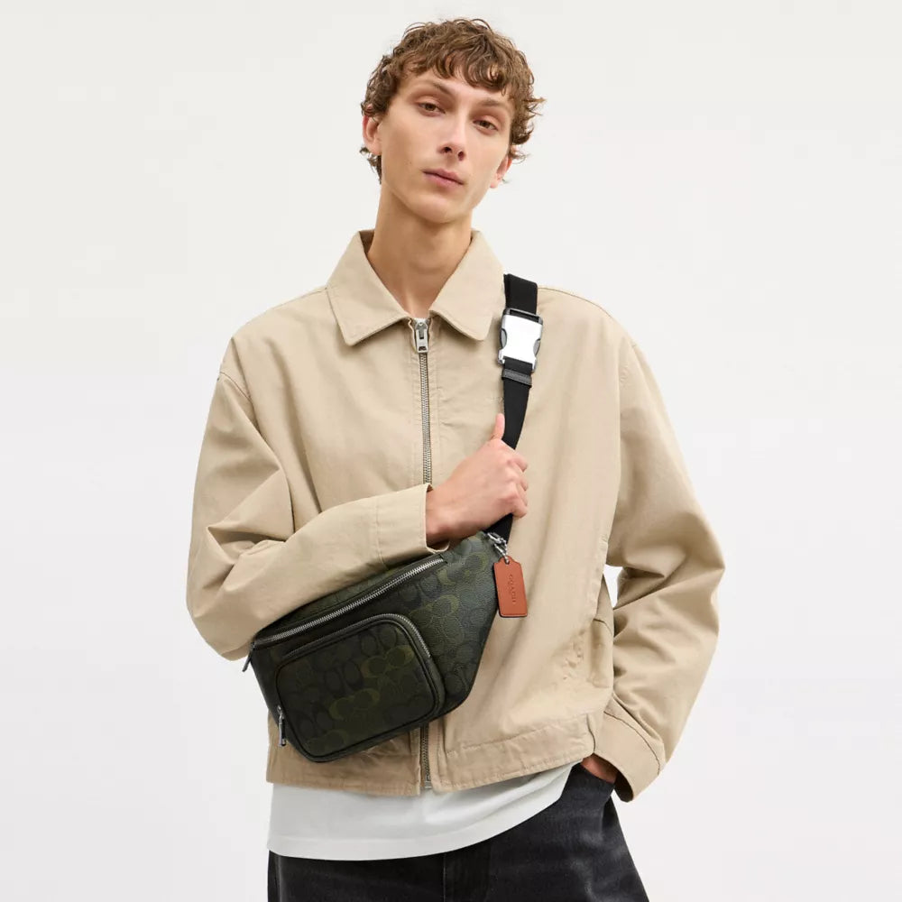 Travis Belt Bag 35 In Signature Camo Print - Silver/GREEN