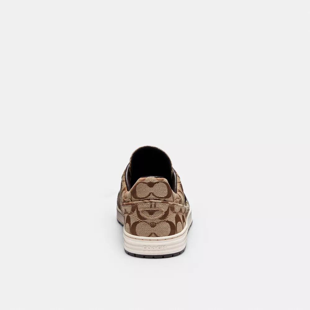 Soft Soho Sneaker In Signature Sateen Jacquard - Tan/Dark Chocolate