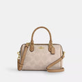 Rowan Satchel Bag In Blocked Signature Canvas - Signature Canvas/Gold/Sand/Tan