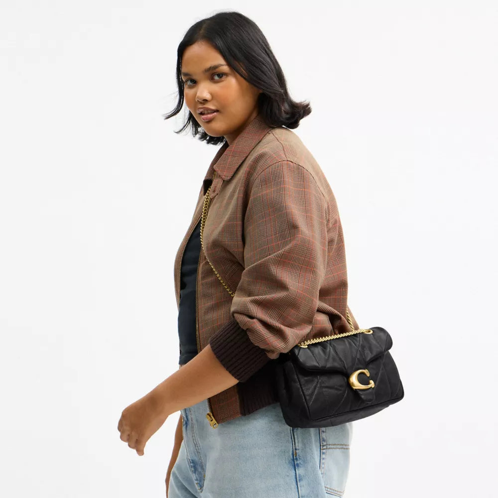 Tabby Shoulder Bag 26 With Quilting - Brass/Black