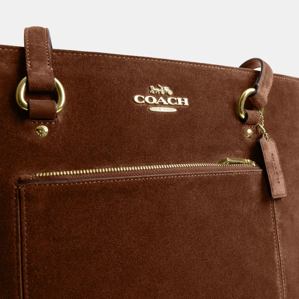 Station Tote Bag - Suede/Gold/Warm Brown