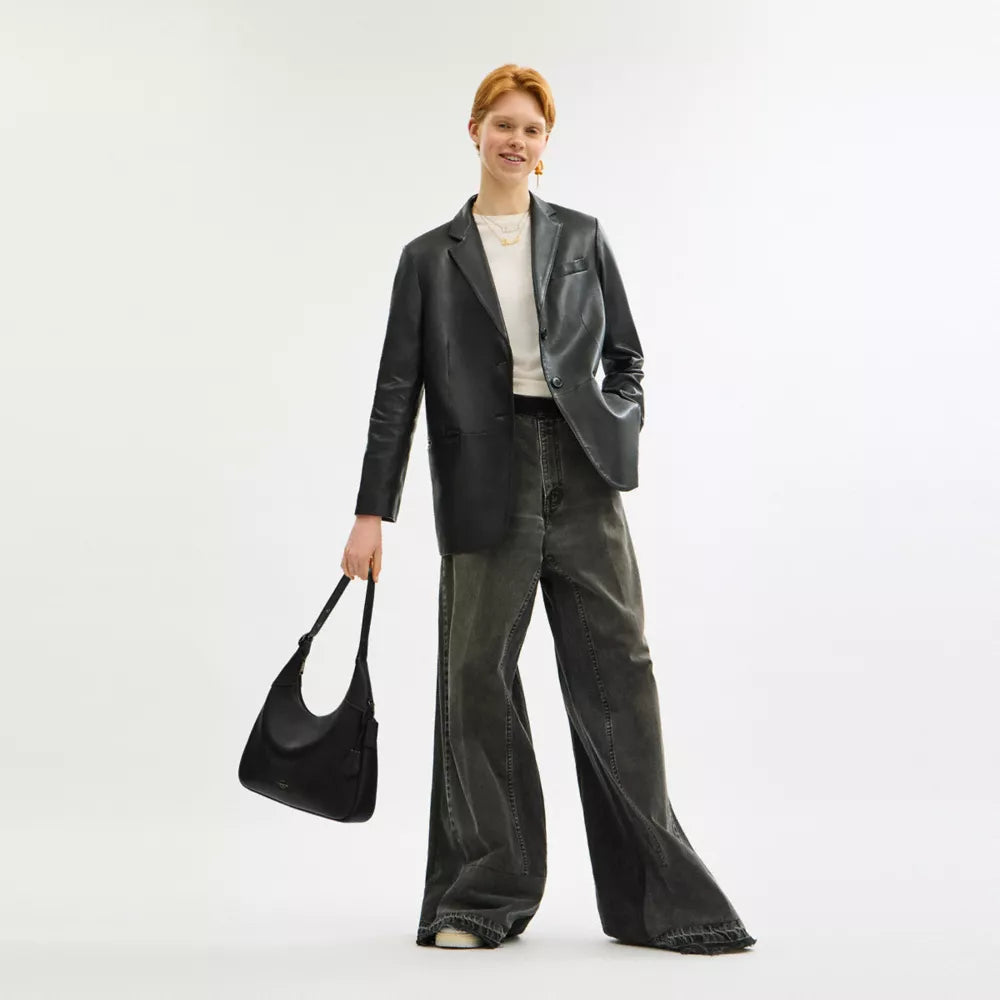 Ella Shoulder Bag - Pebbled Leather/Gunmetal/Black