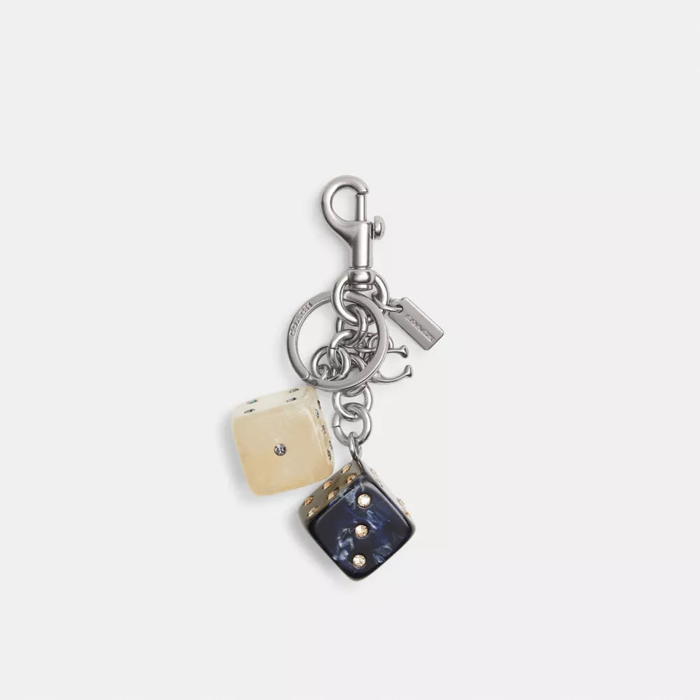 Dice Bag Charm - Light Antique Gold/Silver Black Multi