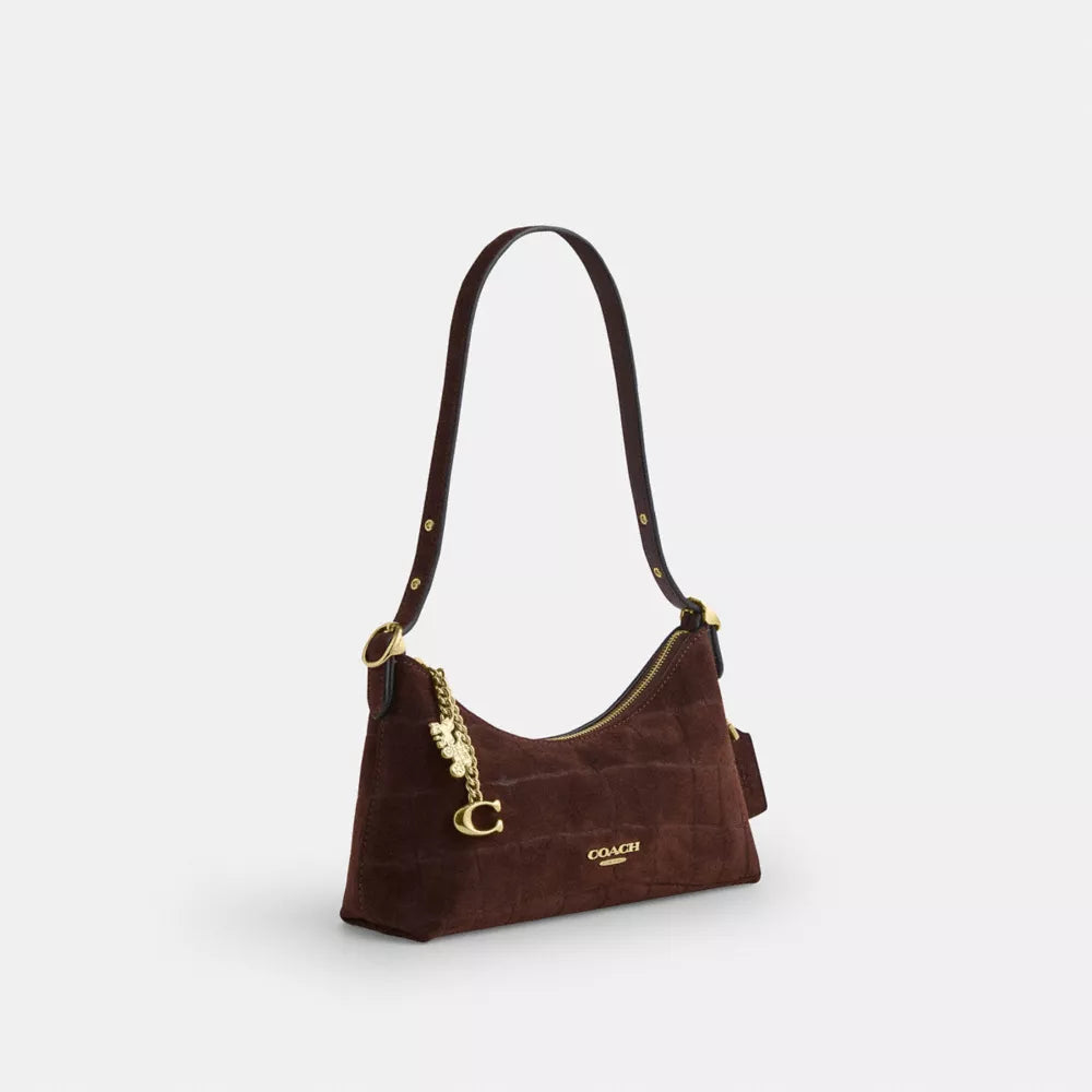 Emeilia Shoulder Bag - Embossed Crocodile/Gold/Maple