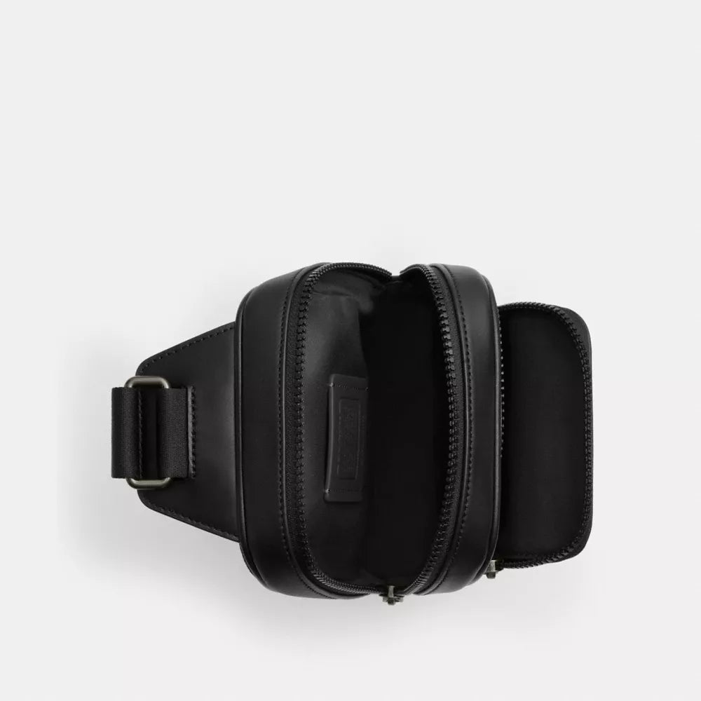 Racer Sling Pack In Signature Canvas - Signature Canvas/Gunmetal/Charcoal/Black