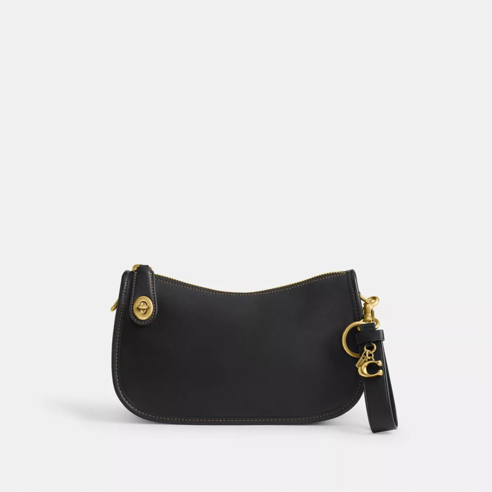 Loop Bag Charm - Smooth Leather/Brass/Black