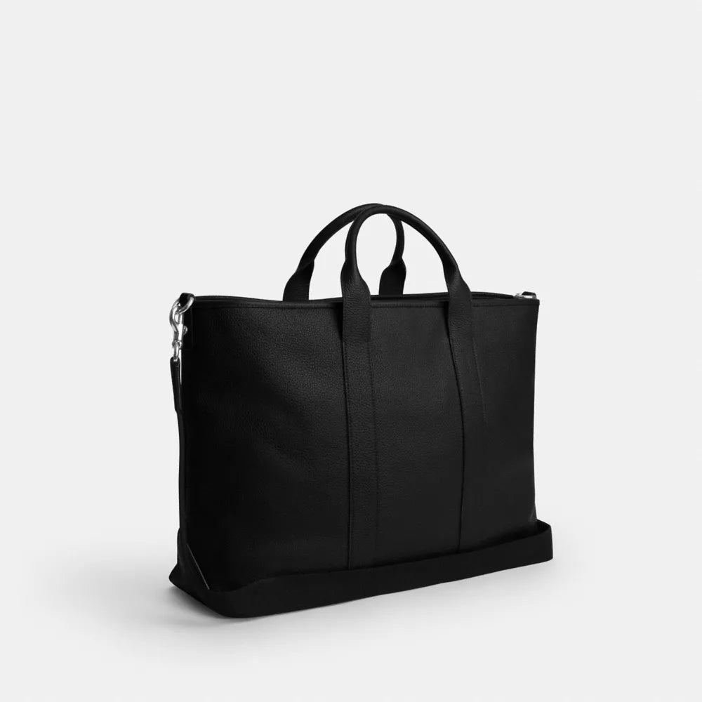 Grayson Tote Bag - Pebbled Leather/Silver/Black