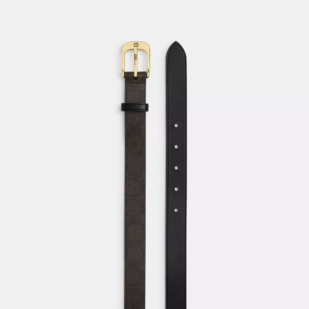 C Harness Buckle Belt, 25MM - Coated Canvas/Gold/Walnut Black