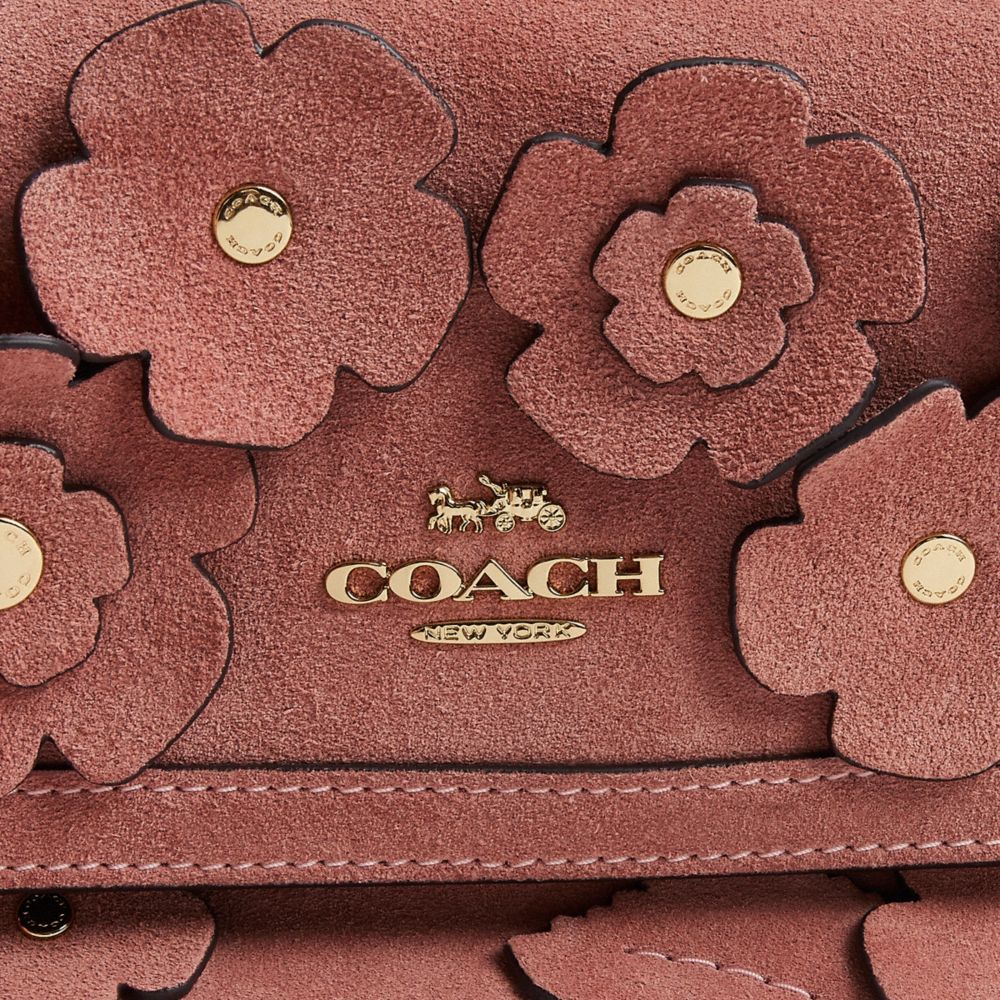 Etta Small Flap Shoulder Bag With Floral Appliquﾨﾦ - Gold/Blush Pink