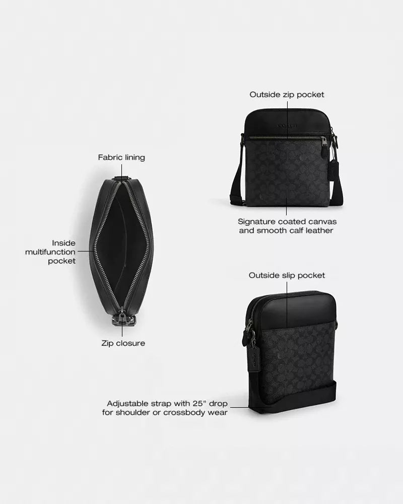 Houston Flight Bag In Signature Canvas - Signature Canvas/Gunmetal/Charcoal/Black