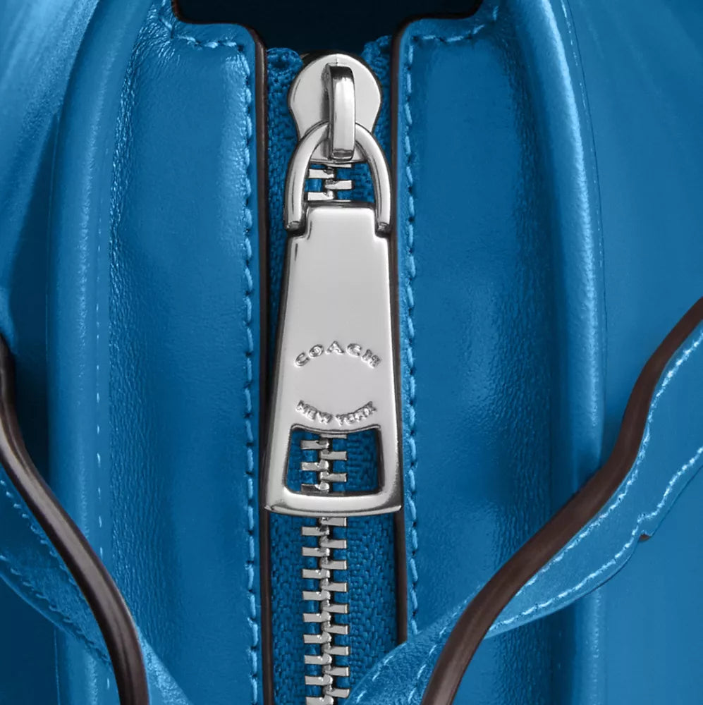 City Mini Tote Bag - Smooth Leather/Silver/Blue Jay