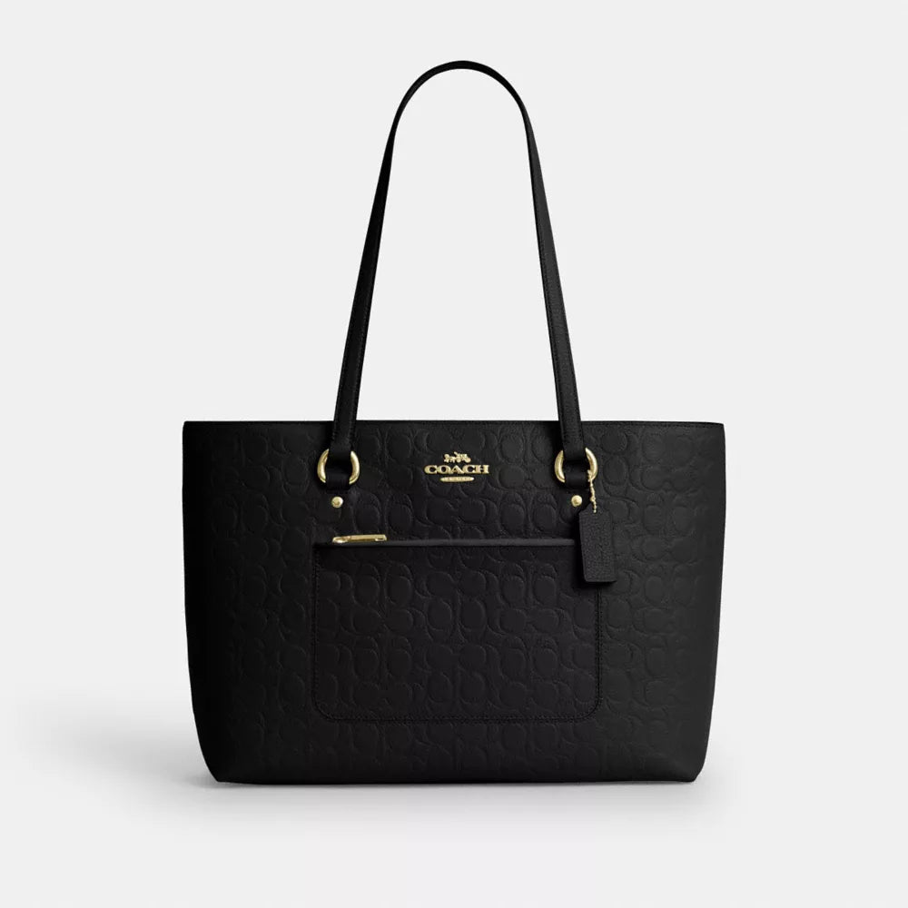 Station Tote Bag In Signature Leather - Pebbled Leather/Gold/Black
