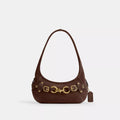 Belted Ergo Shoulder Bag 26 - Suede/Brass/Dark Chocolate
