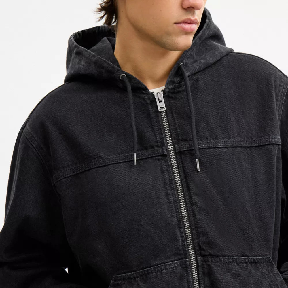 Signature Denim Zip Jacket - Black Wash