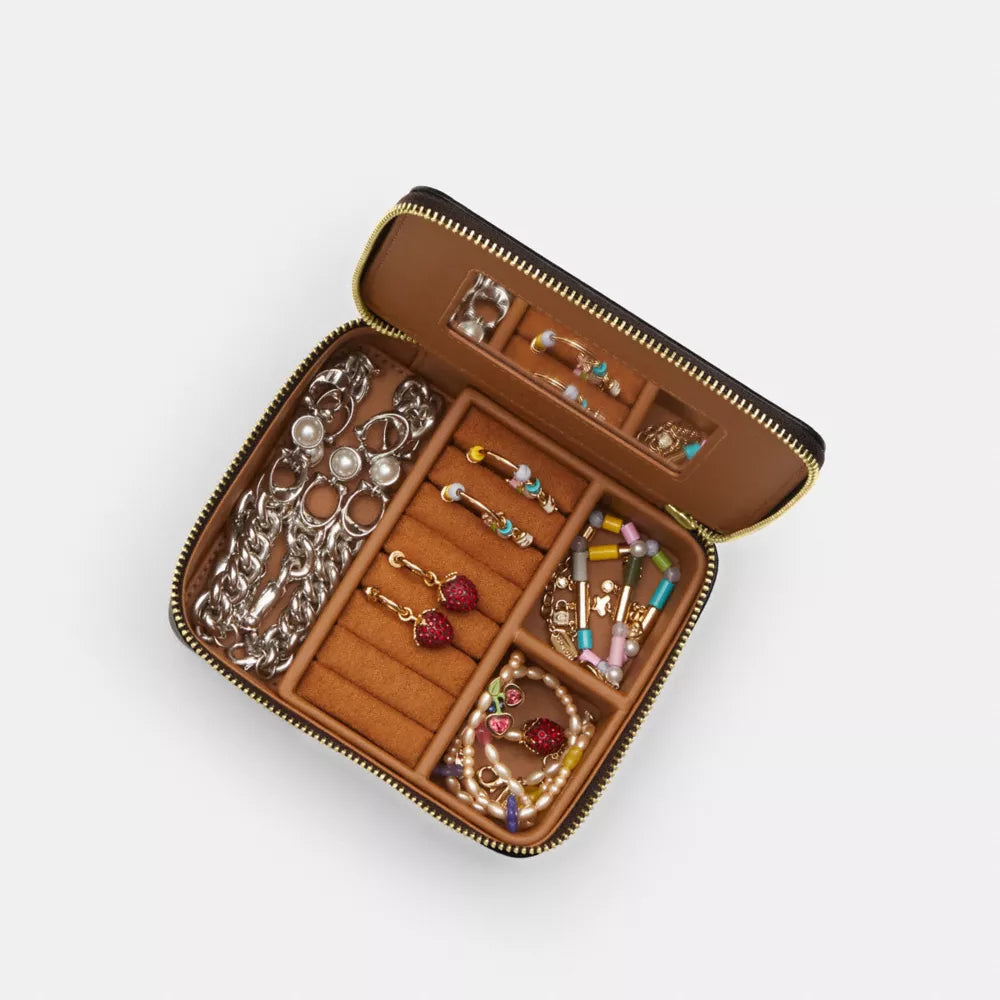 Large Jewelry Box In Signature Canvas - Signature Canvas/Gold/Walnut/Black