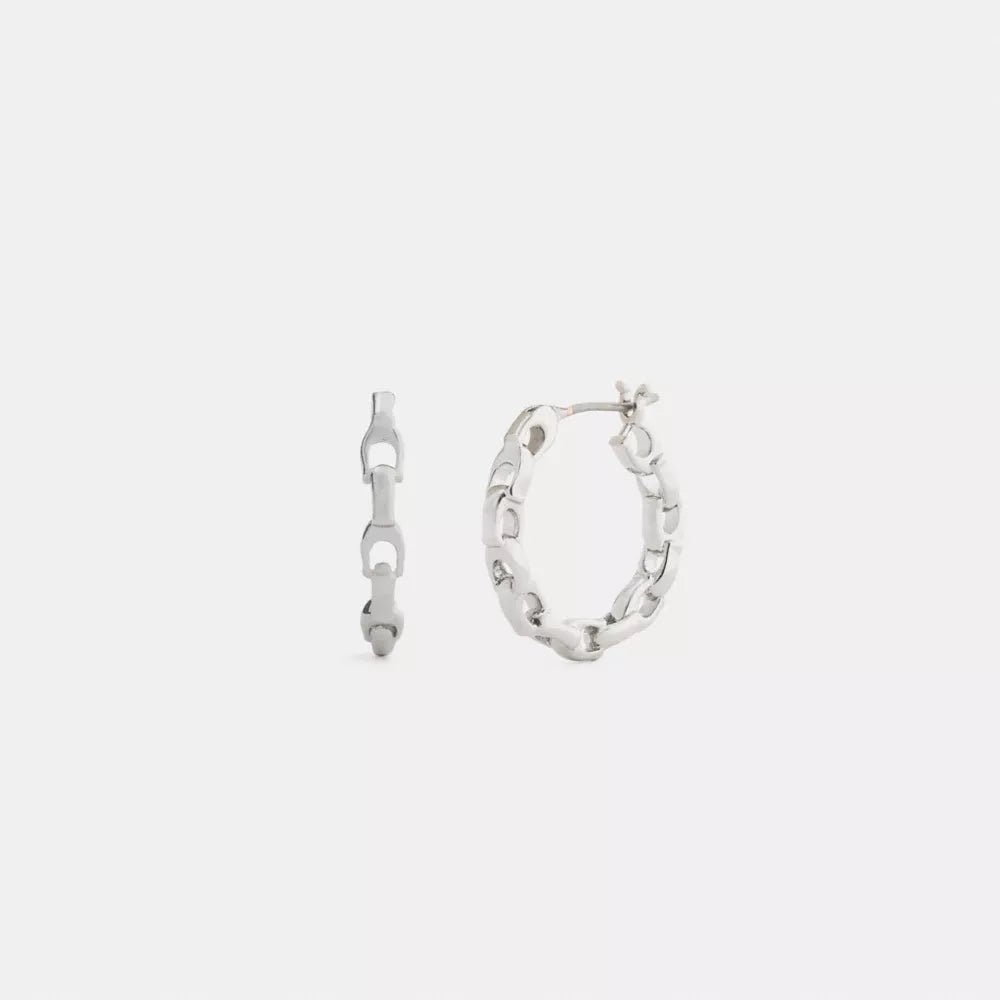 Linked C Small Hoop Earrings - Silver
