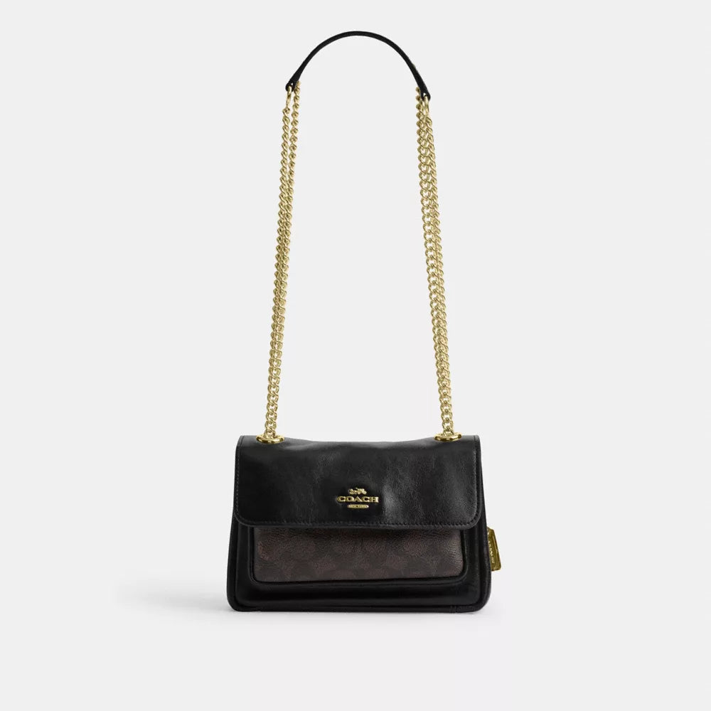 Elodie Crossbody Bag 18 In Signature Canvas - Gold/Walnut/Black