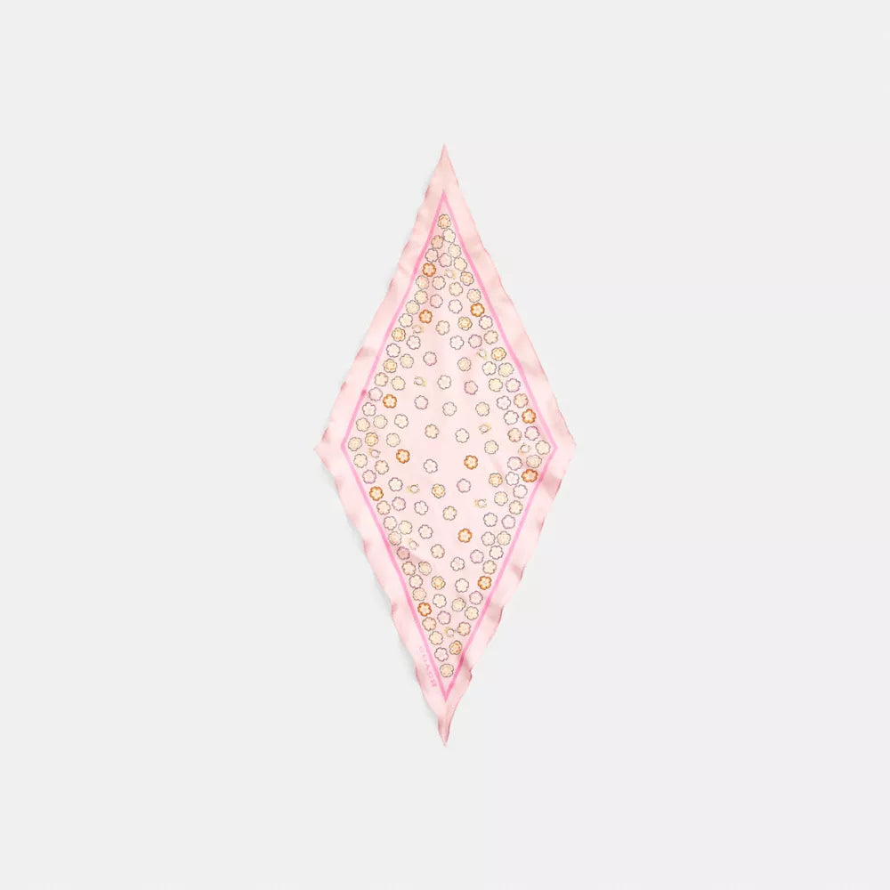 Waterfall Tea Rose Print Silk Diamond Scarf - Tickled Pink