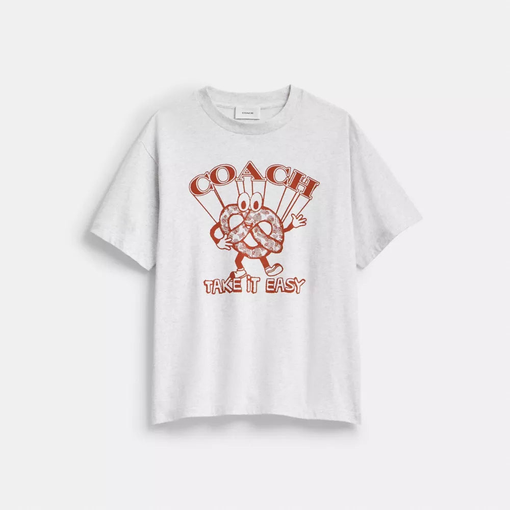 Pretzel Relaxed T-Shirt In Organic Cotton - Heather Grey