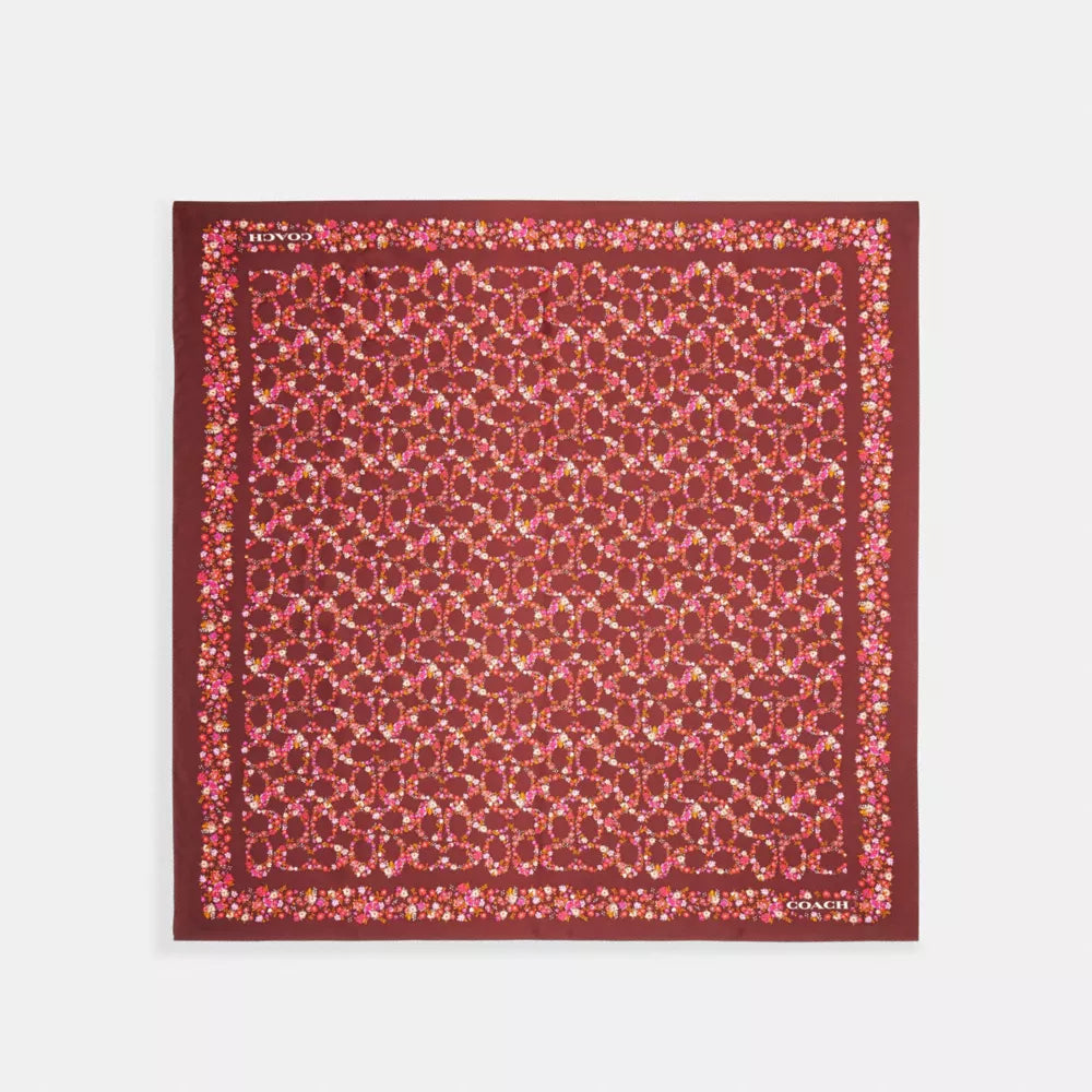 Signature Posey Cluster Print Silk Square Scarf - Brown/Multi