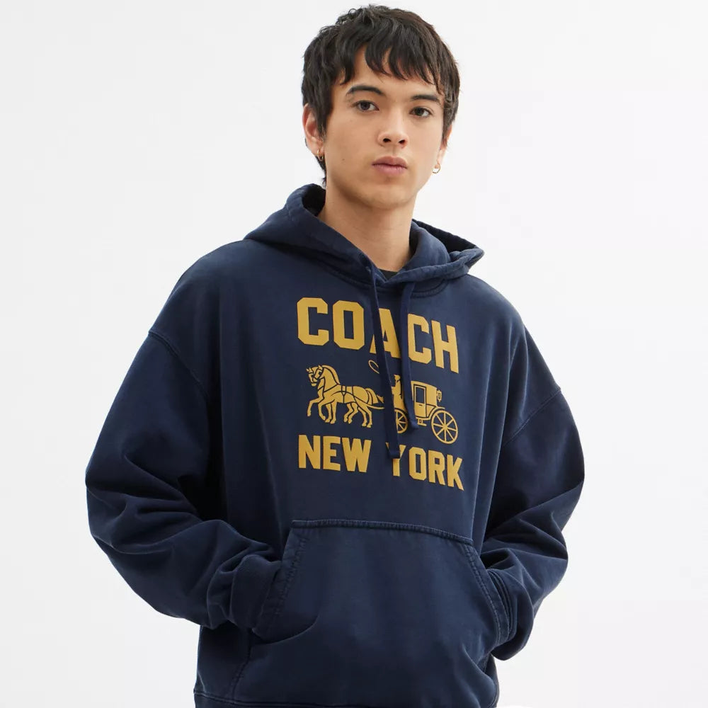Horse And Carriage Hoodie - Navy Blue