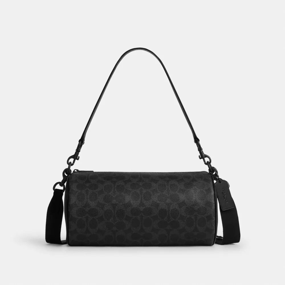 Andre Barrel Bag 30 In Signature Canvas - Signature Canvas/Matte Black/Black Signature