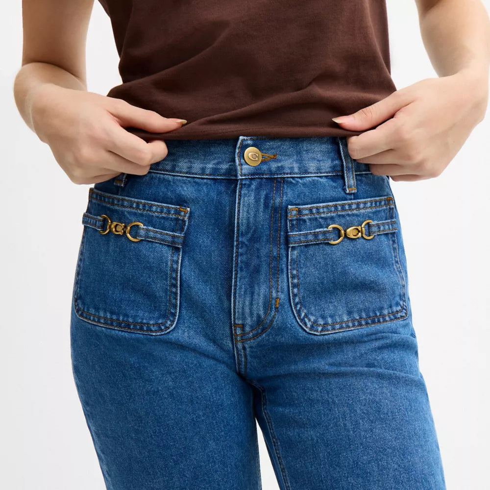 Sculpted C Denim Pants In Organic Cotton - MEDIUM BLUE