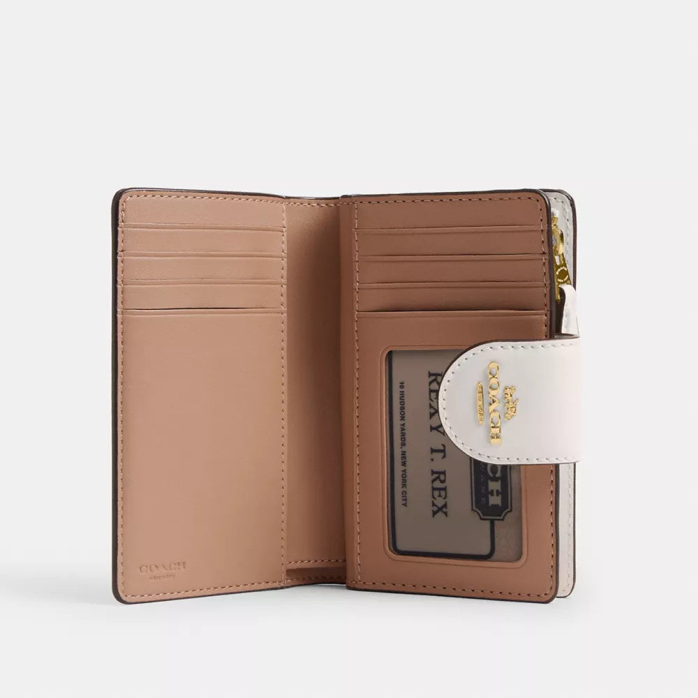 Medium Corner Zip Wallet With Floral Print - Gold/Chalk Multi