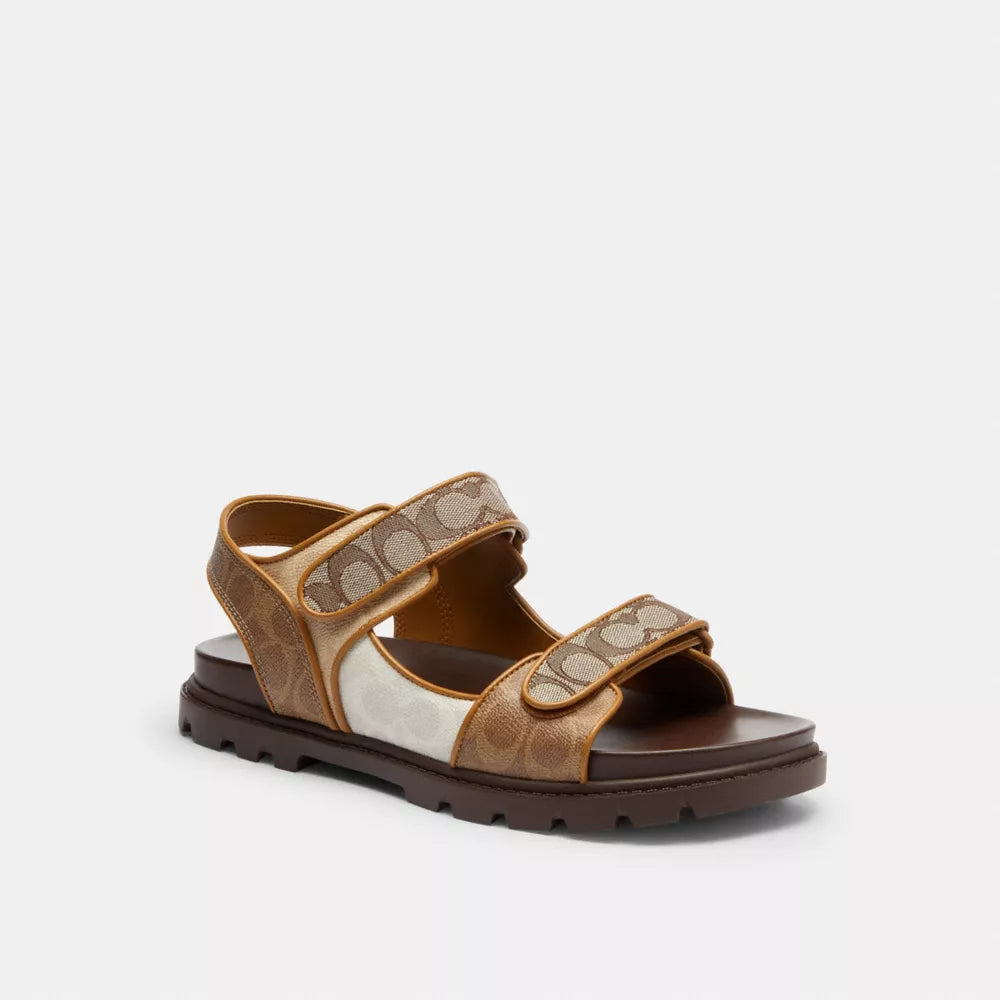 Double Strap Sandal In Signature - Multi