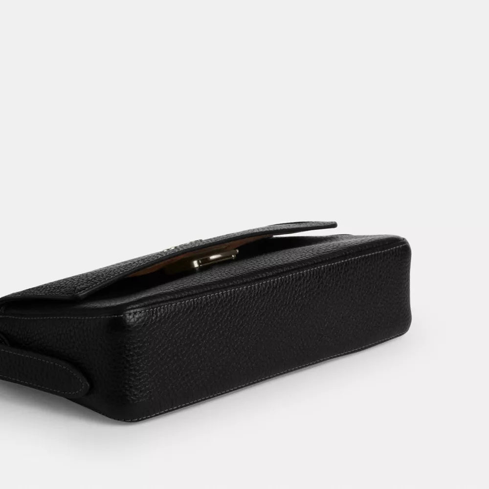 Etta Small Flap Shoulder Bag - Pebbled Leather/Gunmetal/Black