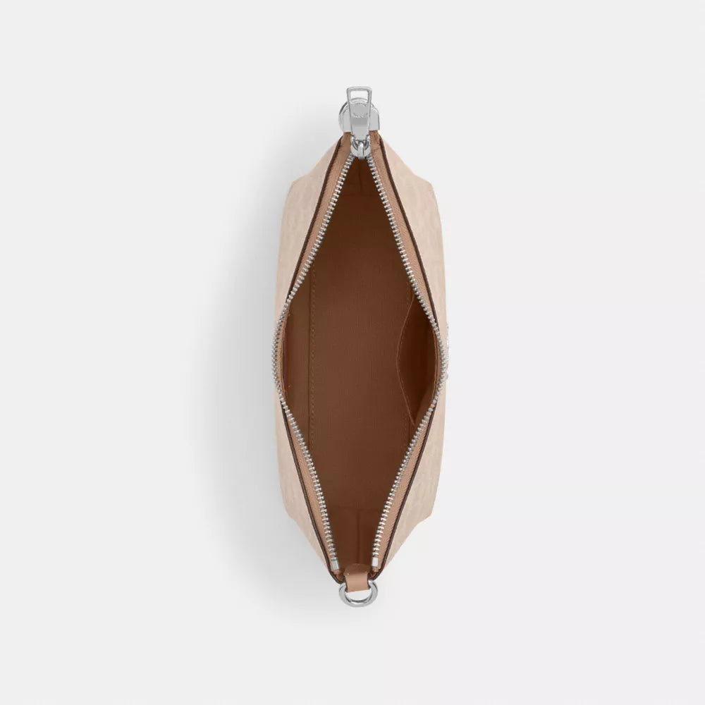 Caitlin Shoulder Bag In Signature Canvas - Signature Canvas/Silver/Sand/Taupe
