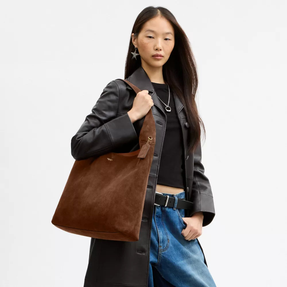 Brooklyn Shoulder Bag 39 - Suede/Brass/Warm Brown