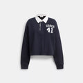 Heritage Long Sleeve Cropped Rugby Polo - Dark Sapphire