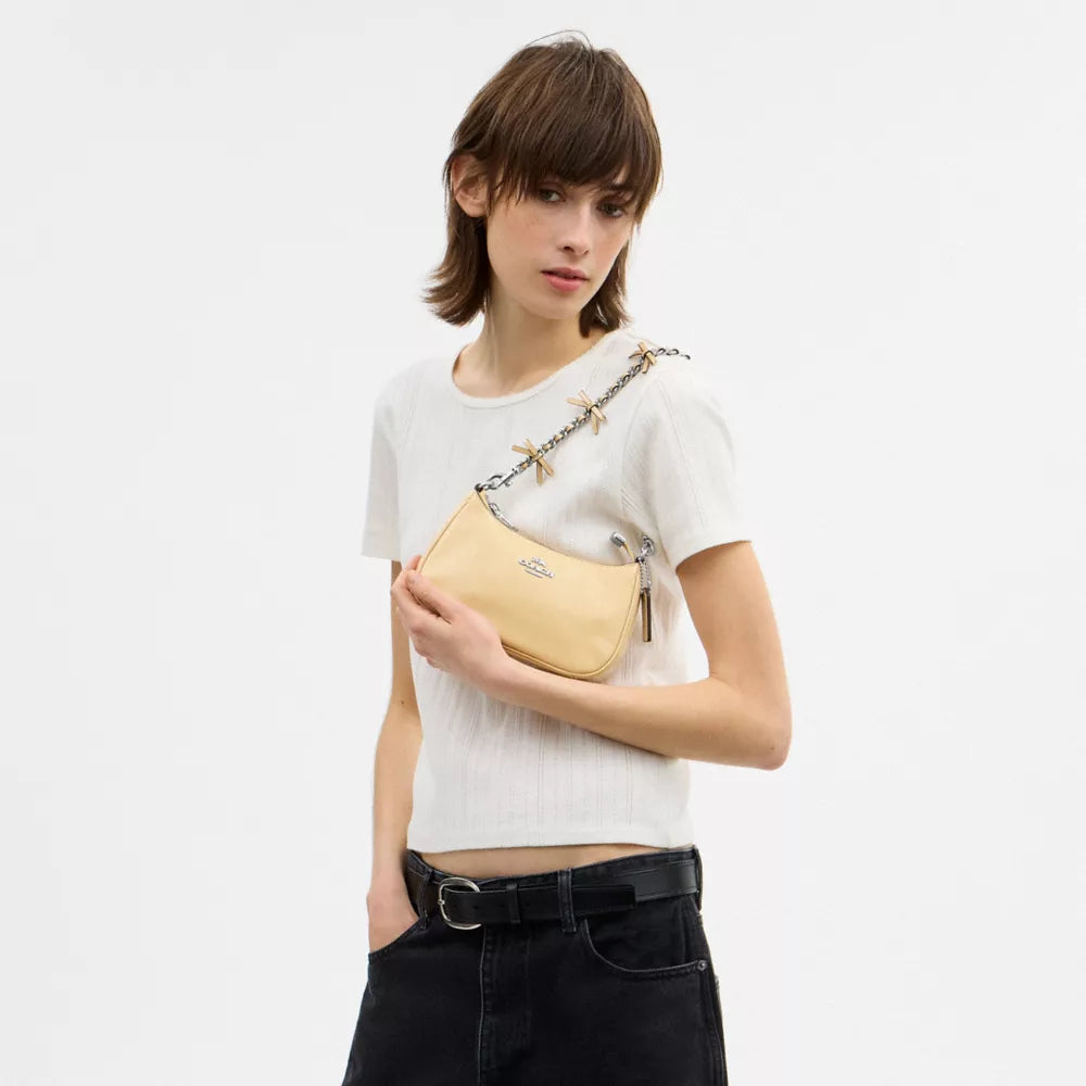 Teri Mini Crossbody Bag With Bows - Crinkle Leather/Silver/Light Sand