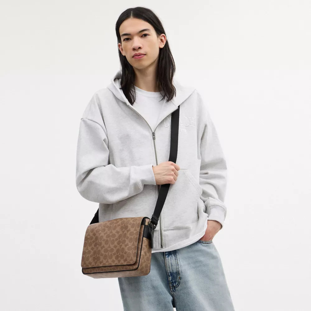 Jack Messenger Bag In Signature Canvas - Signature Canvas/Gunmetal/Tan/Black