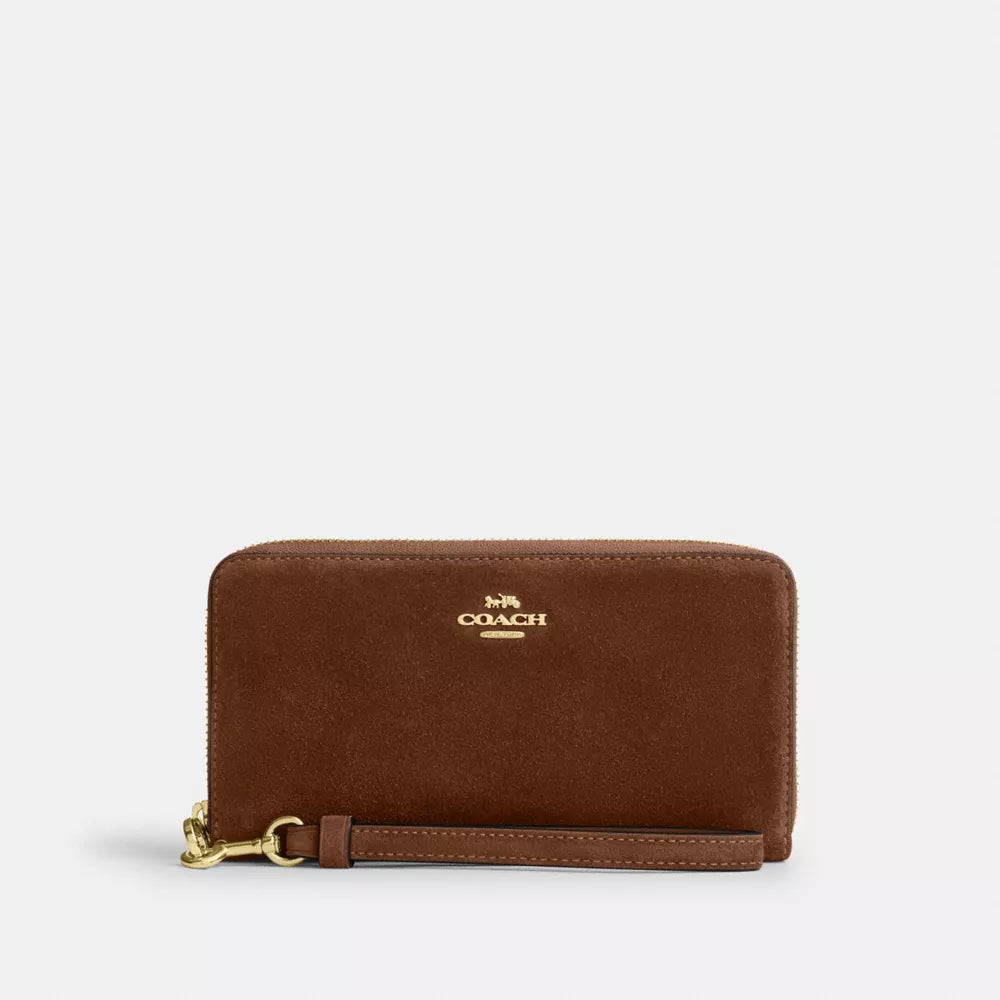 Long Zip Around Wallet - Gold/Warm Brown