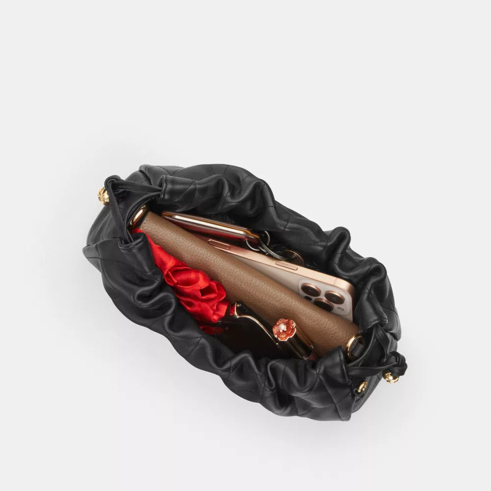Faye Shoulder Bag With Quilting - Nappa Leather/Gold/Black