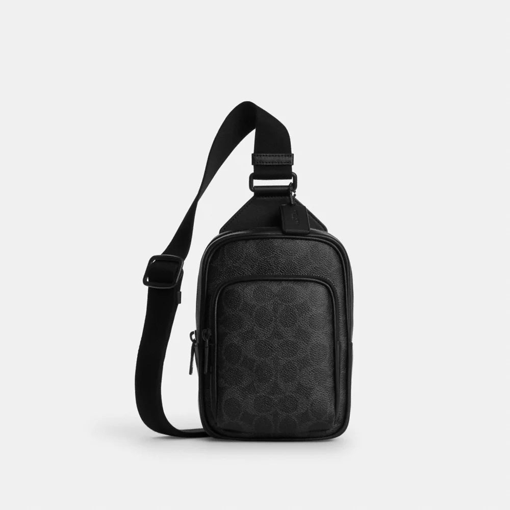 Racer Sling Pack In Signature Canvas - Signature Canvas/Matte Black/Black Signature