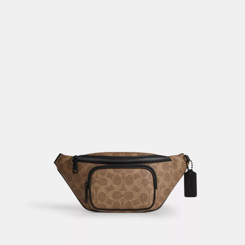 Travis Belt Bag 30 In Signature Canvas - Matte Black/Tan Black