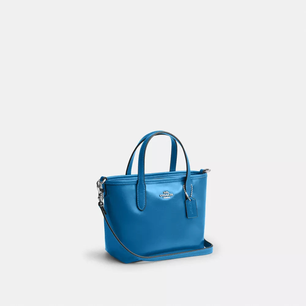 City Mini Tote Bag - Smooth Leather/Silver/Blue Jay