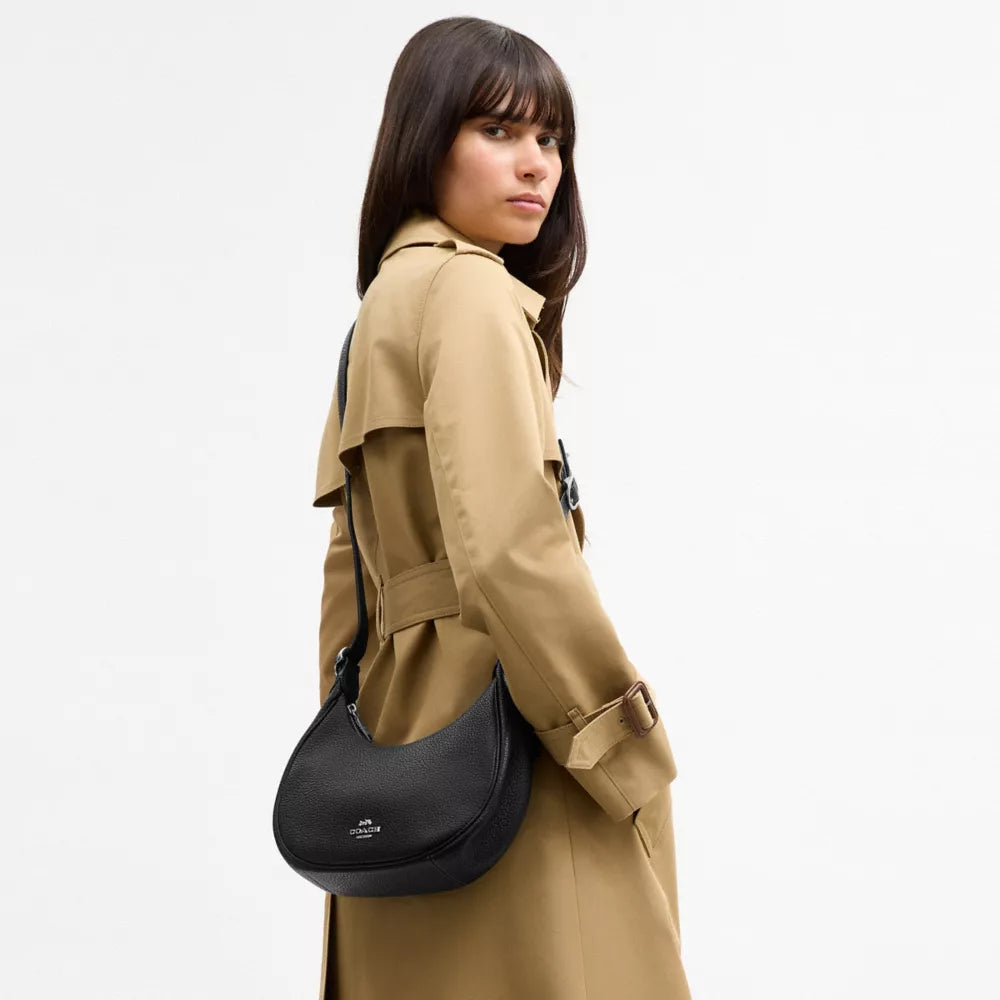 Emily Shoulder Bag - Pebbled Leather/Silver/Black