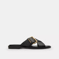 Crisscross Buckle Sandal - Coated Canvas/Black