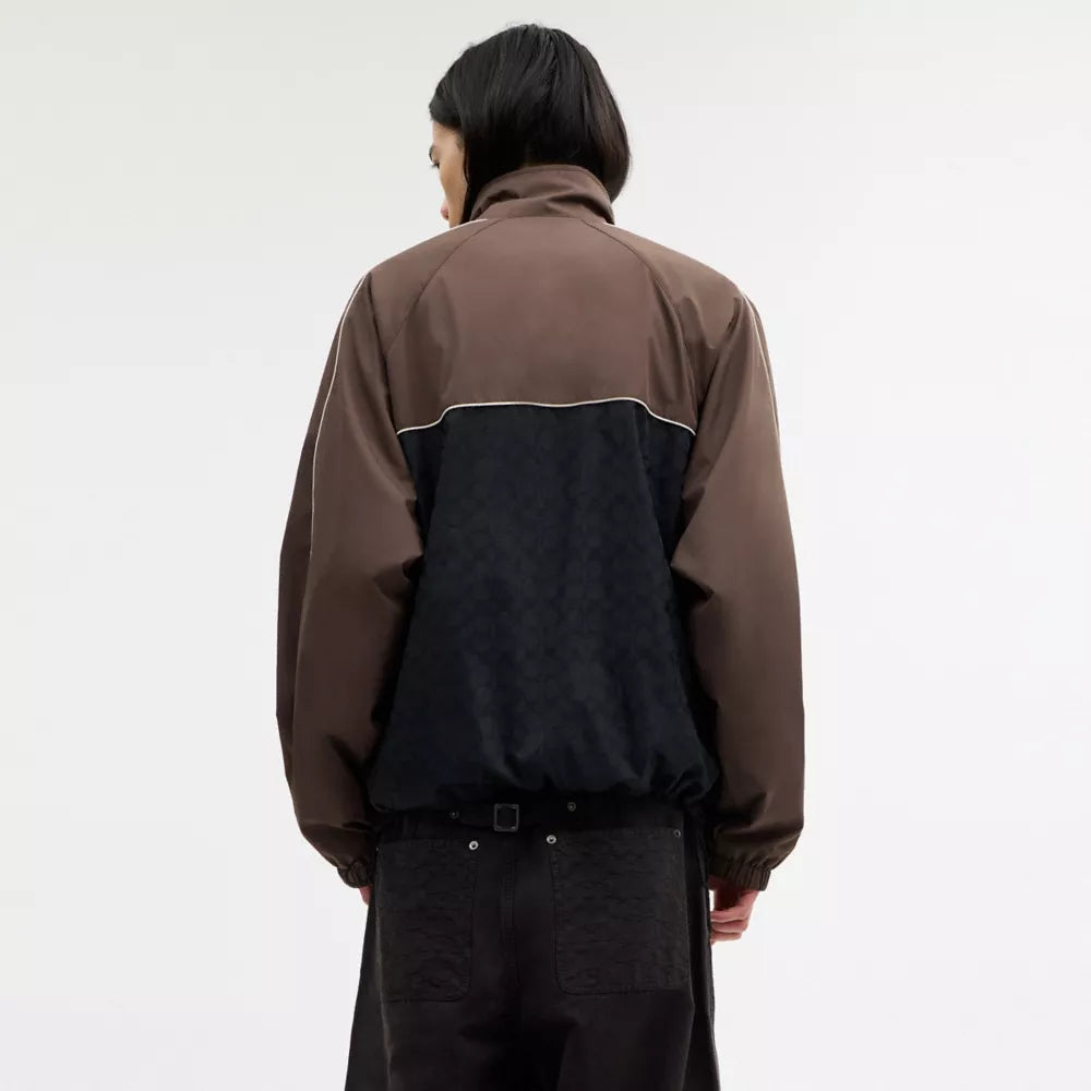 Track Jacket In Recycled Polyester - Brown/Multi