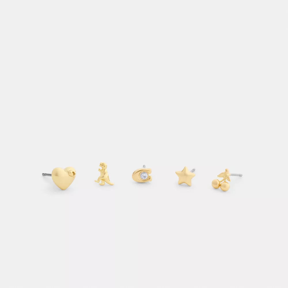 Rexy And Cherry Stud Earring Set - Gold