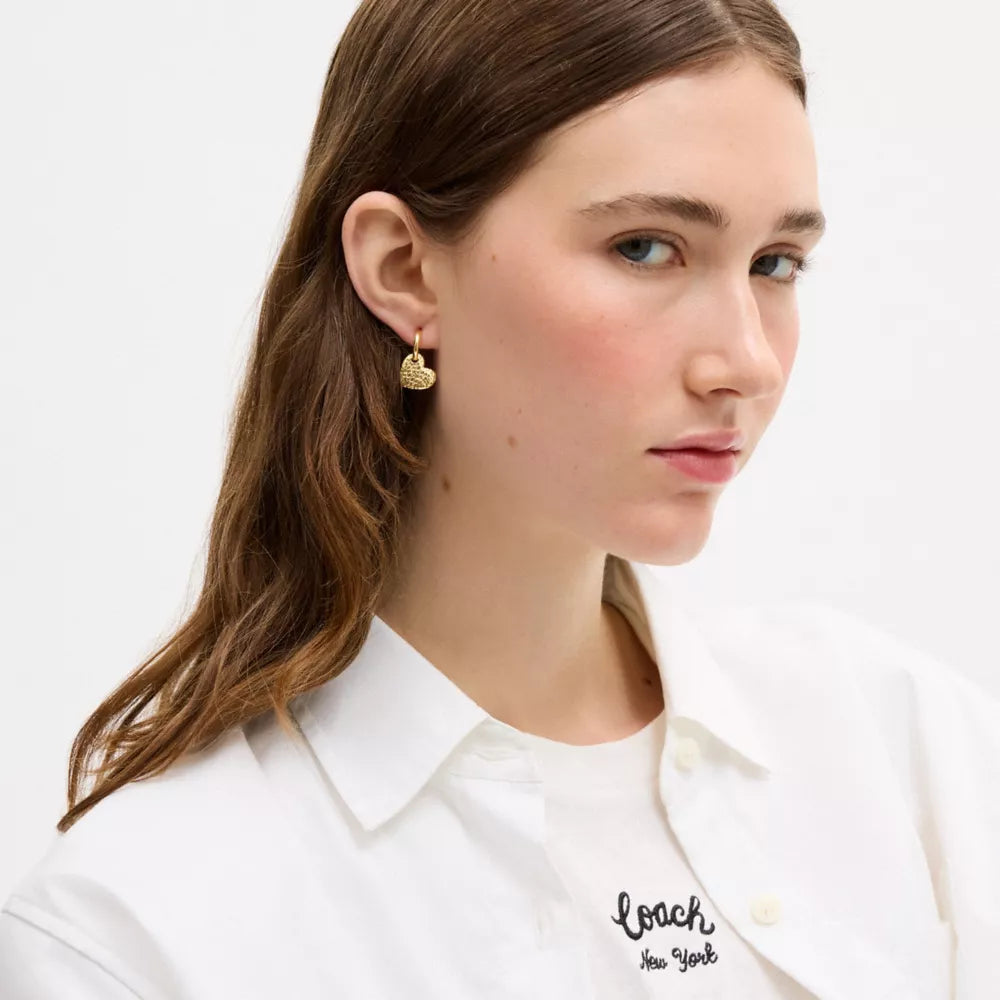 Signature Heart Hoop Earrings - Gold