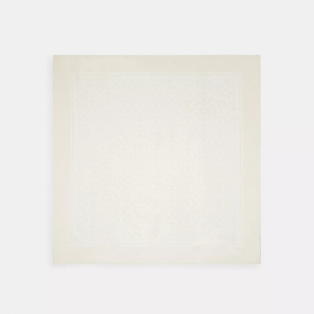 Textured Signature Print Silk Square Scarf - Chalk