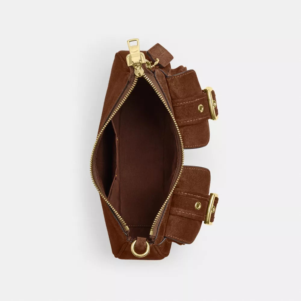Ashton Shoulder Bag - Suede/Gold/Warm Brown