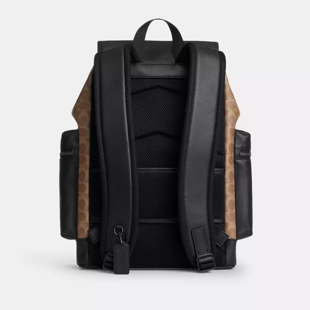 Sprint Backpack In Signature Canvas - Signature Canvas/Matte Black/Tan Black